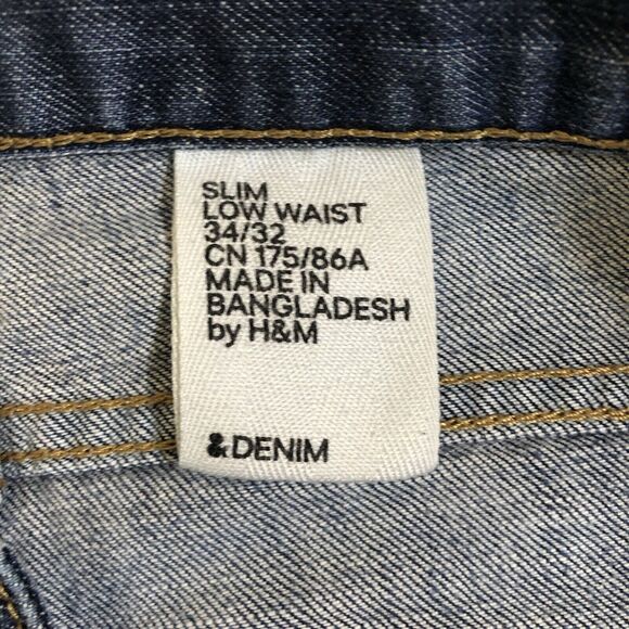 H&M Jeans Size 34/32 Slim Low Waist 100% Cotton Button Fly - Picture 13 of 16